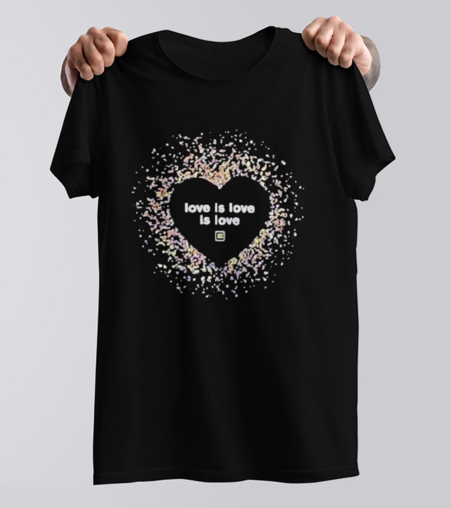Love Is Love Is Love Heart LGBTQ Pride Multicolor Hearts T-Shirt
