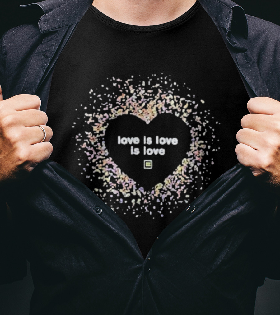 Love Is Love Is Love Heart LGBTQ Pride Multicolor Hearts T-Shirt