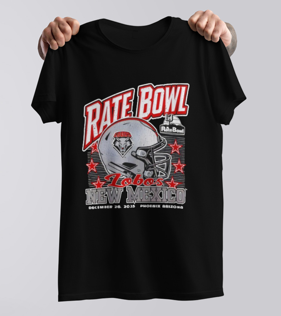 Rate Bowl 2025 New Mexico Lobos Vintage Helmet December 26 Phoenix Arizona T-Shirt