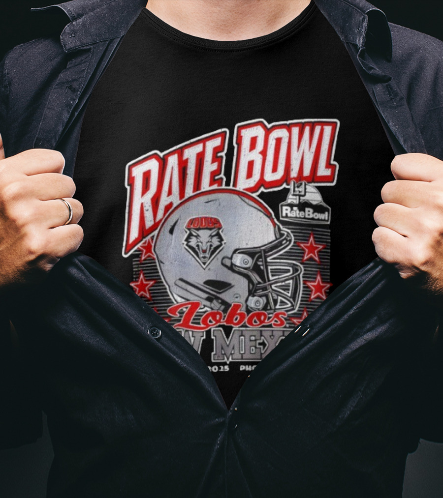 Rate Bowl 2025 New Mexico Lobos Vintage Helmet December 26 Phoenix Arizona T-Shirt