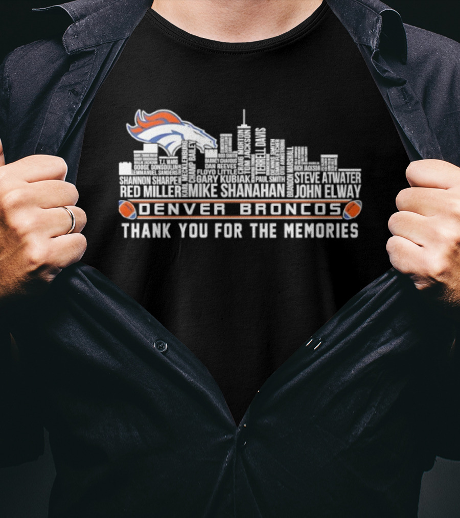 Denver Broncos City Skyline Thank You For The Memories T-Shirt