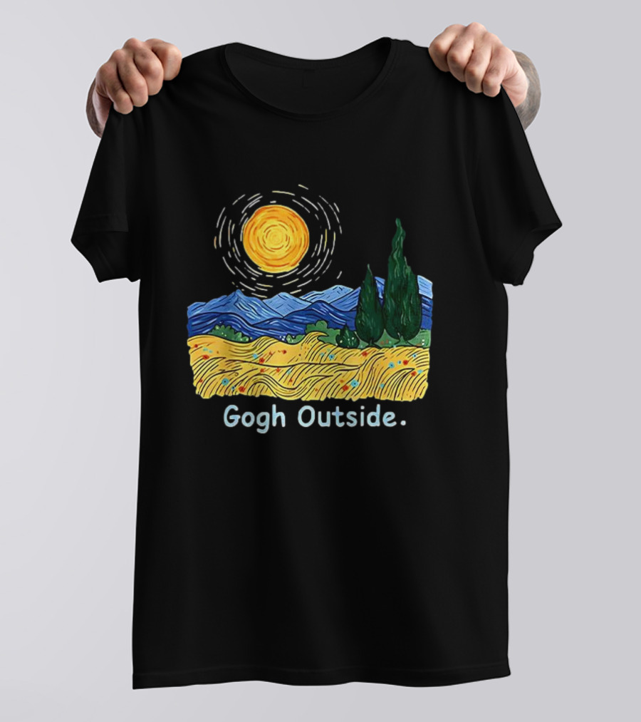Gogh Outside Starry Night Sun Landscape T-Shirt