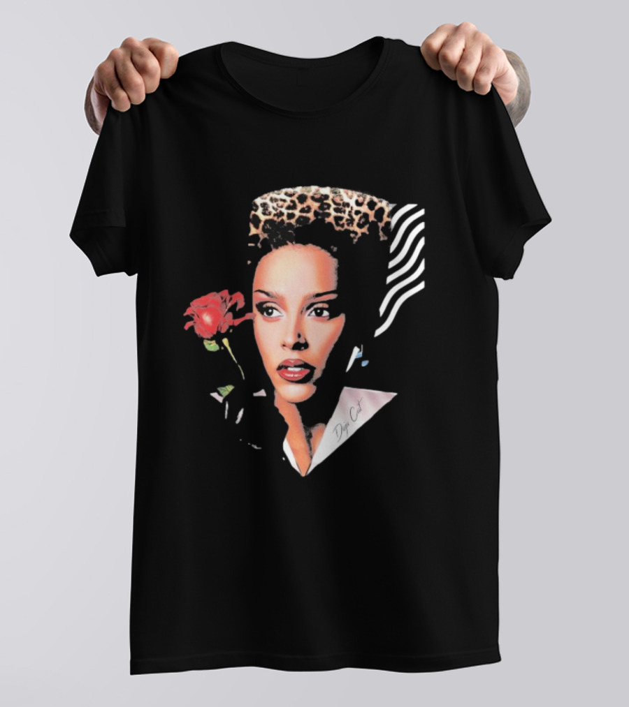 Doja Cat Vie Glamour Leopard Print Rose T-Shirt