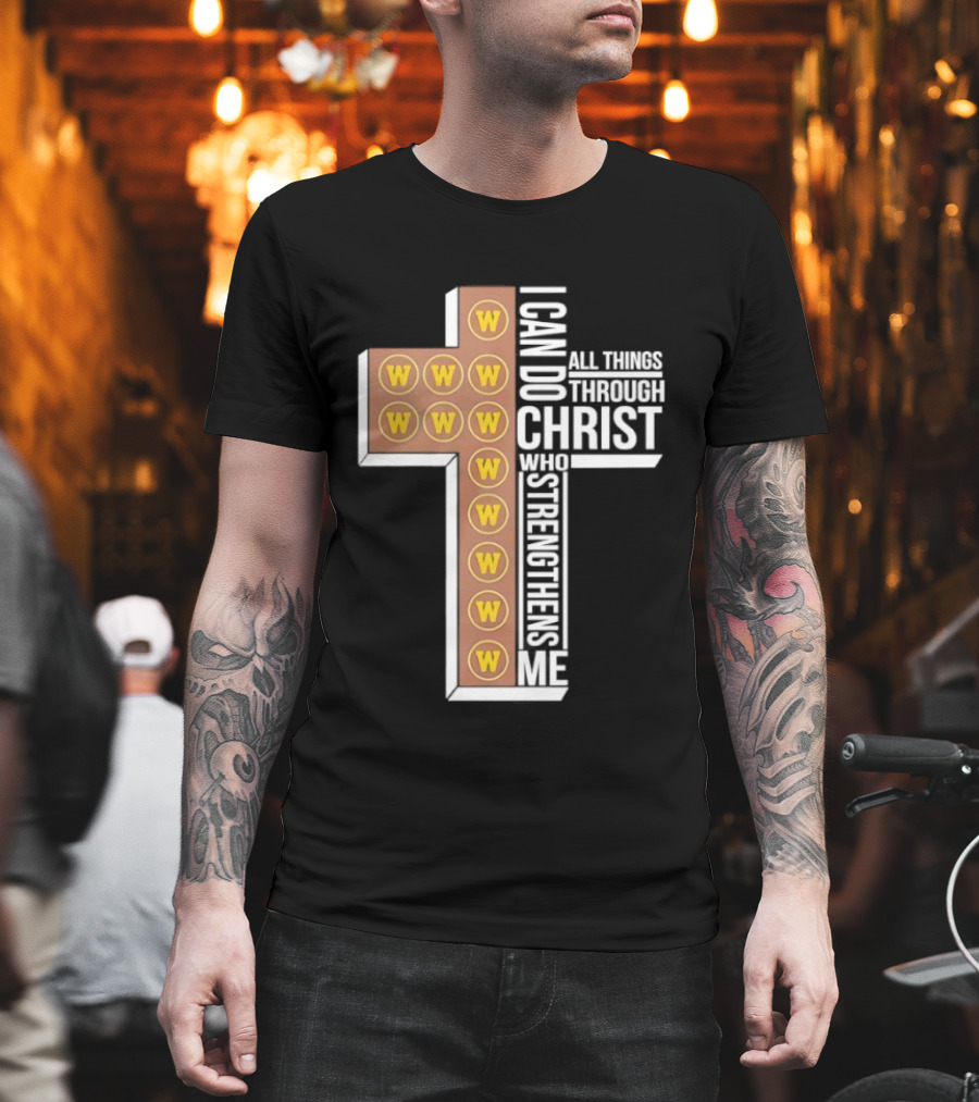 San Diego Padres W Logo Cross I Can Do All Things Through Christ Who Strengthens Me T-Shirt