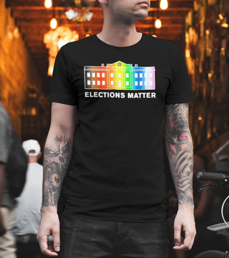 Elections Matter Human Rights Campaign Rainbow White House T-Shirt
