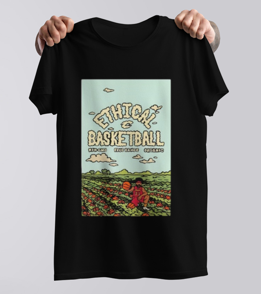 Ethical Basketball Non GMO Free Range Organic Vintage Style Cartoon Player T-Shirt