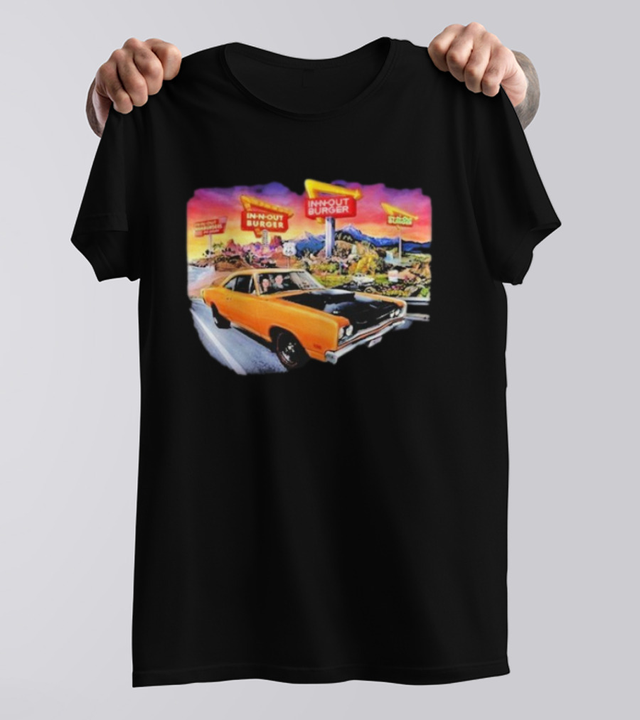 In N Out Burger Road Trip Classic Car Sunset Adventure 2026 T-Shirt