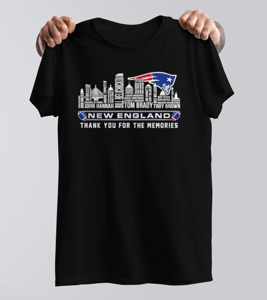 New England Patriots Tom Brady Randy Moss City Skyline Thank You For The Memories T-Shirt