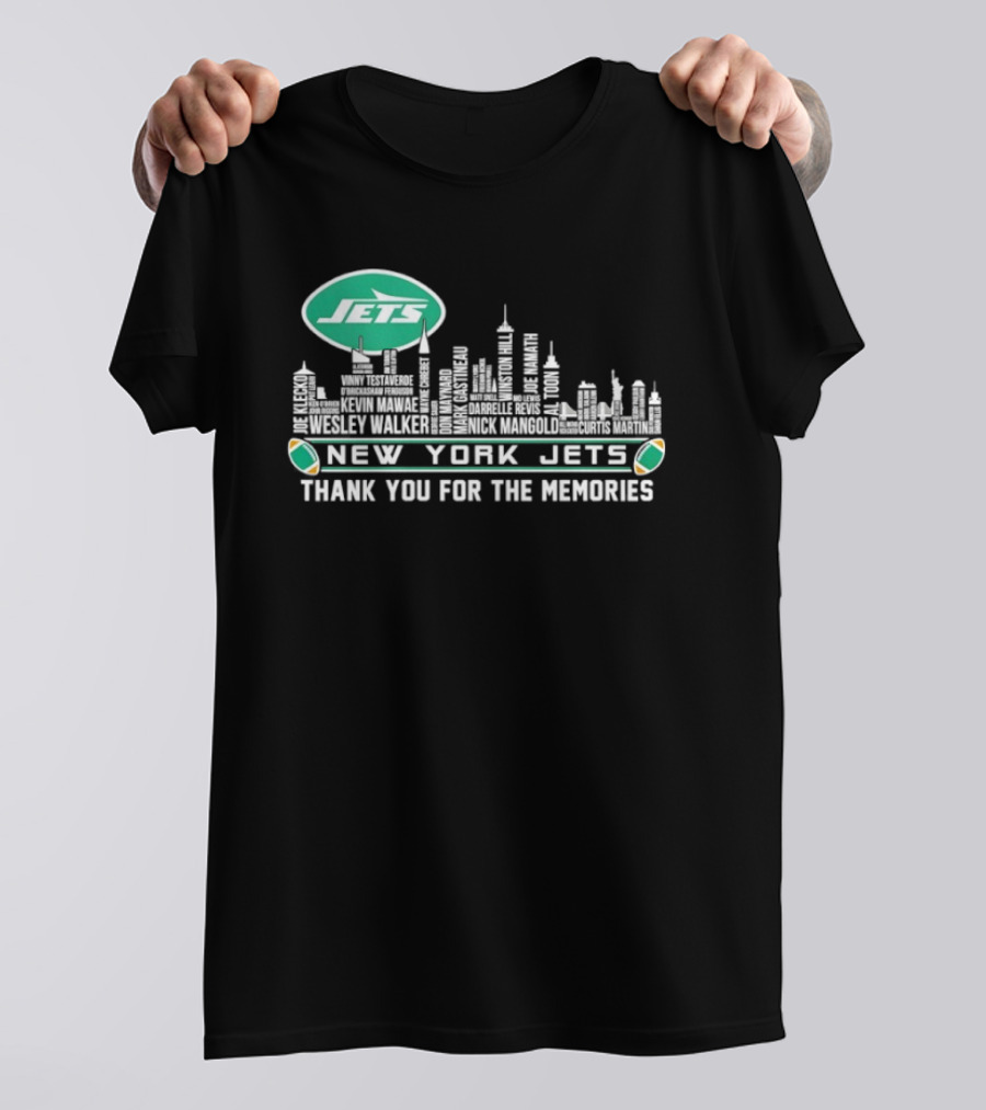 New York Jets Skyline Thank You For The Memories Football T-Shirt