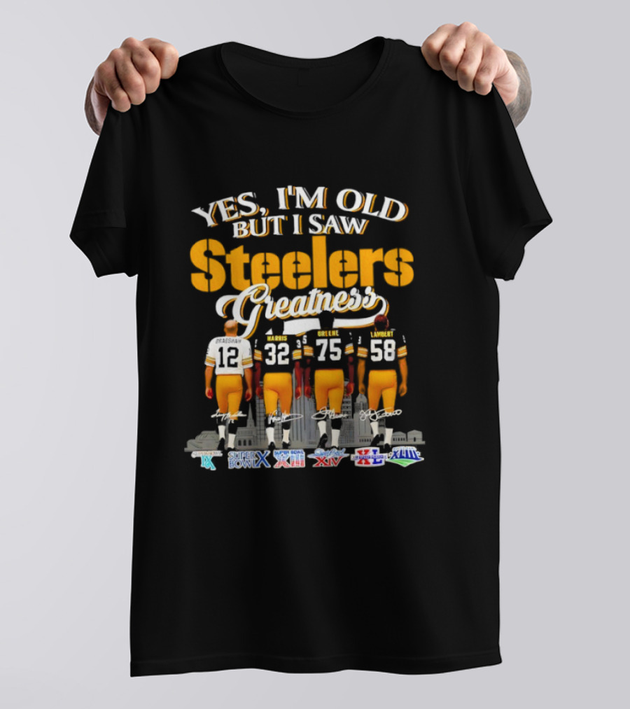 Yes I'm Old But I Saw Steelers Greatness Super Bowl X XIII XIV XL XLIII XLV T-Shirt