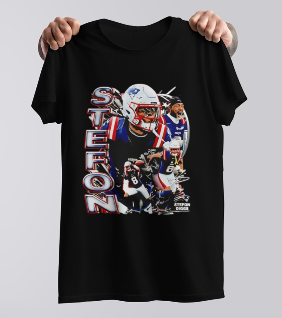 Stefon Diggs New England Style Patriots Fan Collection T-Shirt