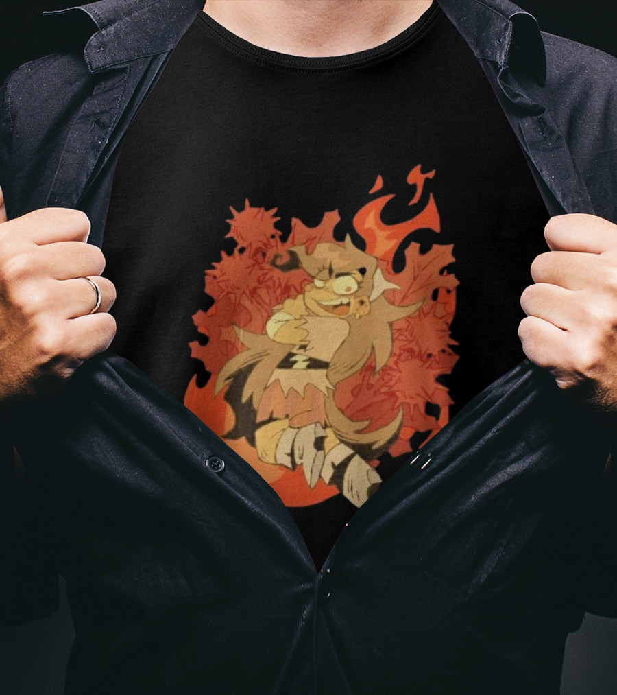 Zeddyzi Ramshackle Vinnie Vibes Flame Character Art Anime T-Shirt
