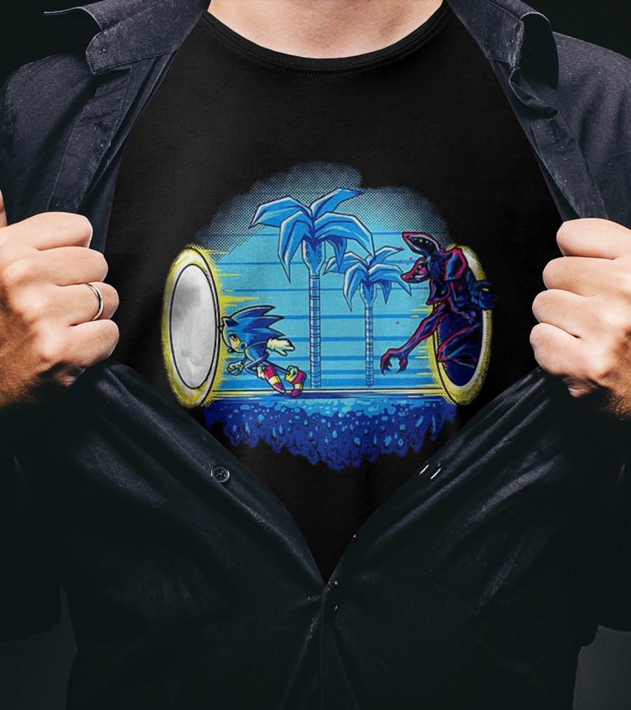 Portal Chase Sonic And Demogorgon Crossover Stranger Things T-Shirt