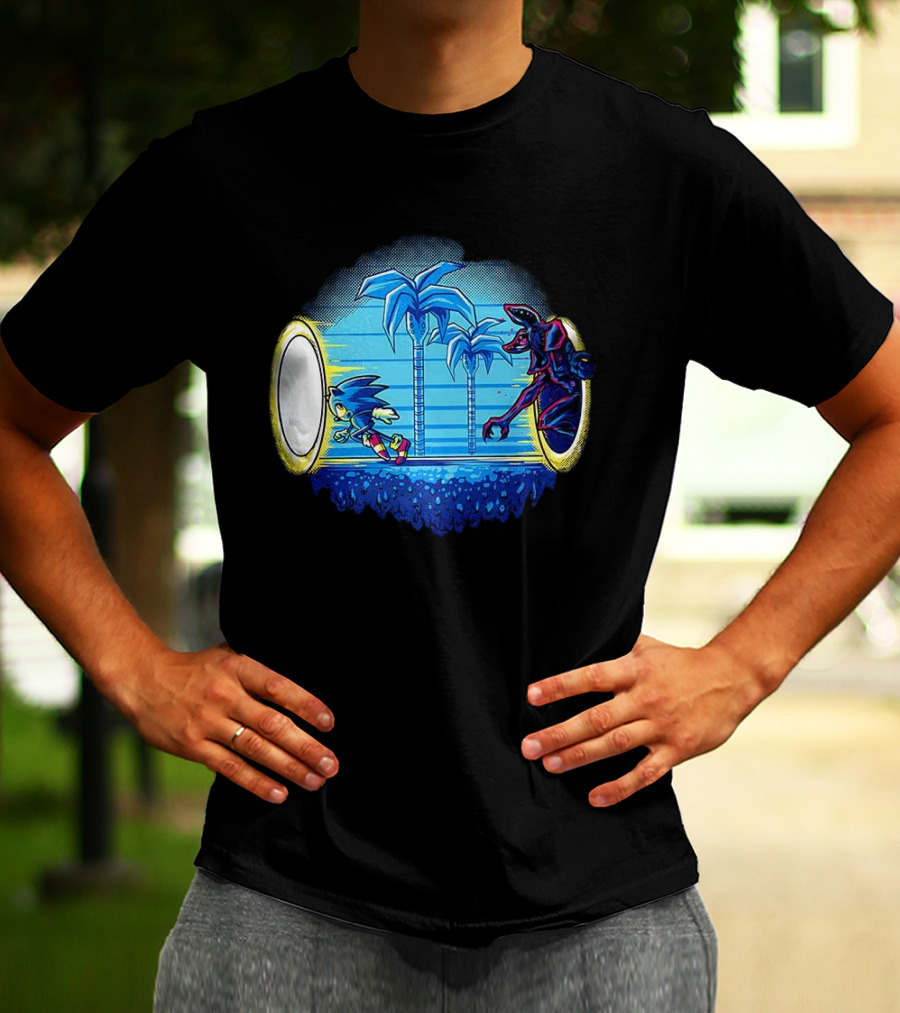 Portal Chase Sonic And Demogorgon Crossover Stranger Things T-Shirt