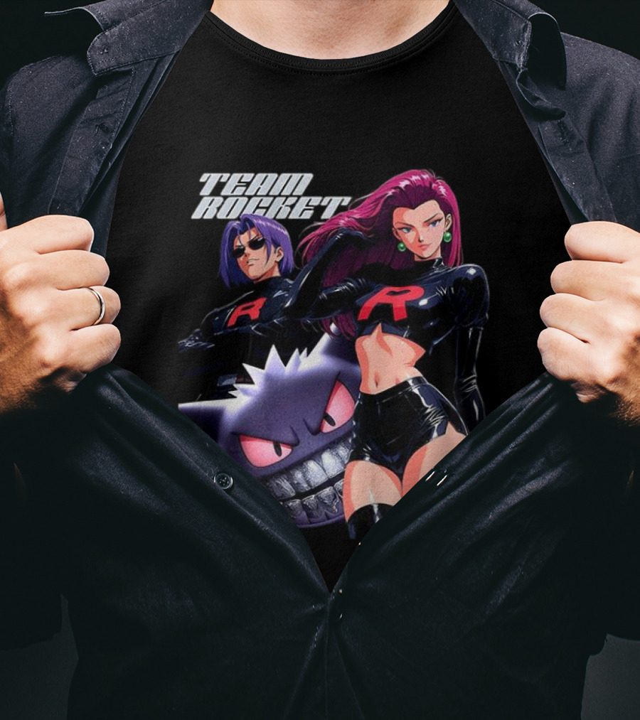 Team Rocket Retro Anime Jessie James Gengar Pokemon T-Shirt