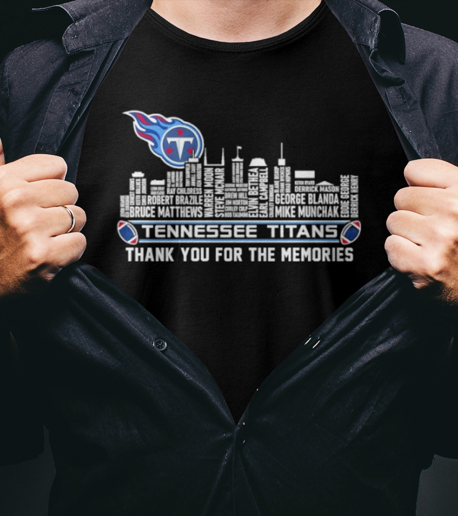 Tennessee Titans Thank You For The Memories City Skyline NFL Football Fan T-Shirt