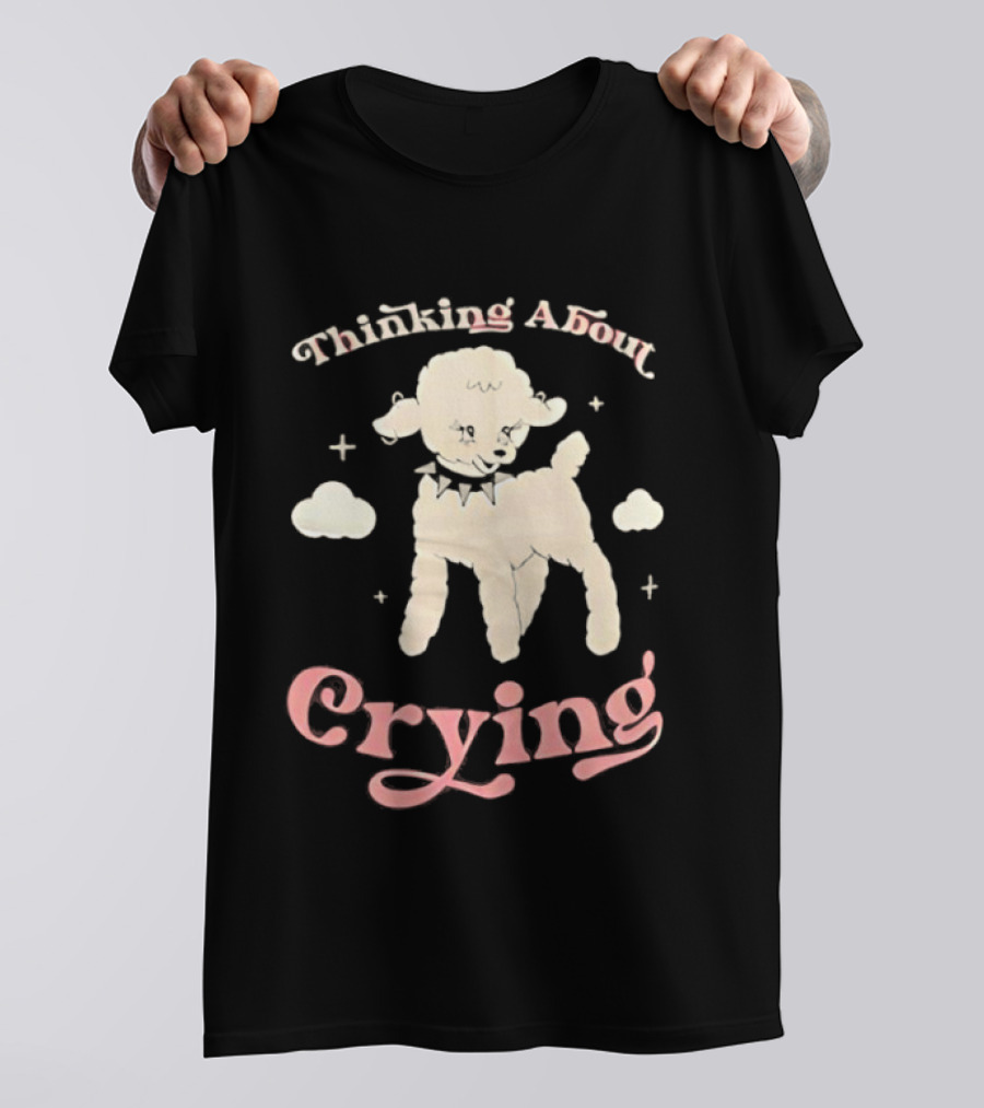 Thinking About Crying Cute Lamb With Clouds T-Shirt