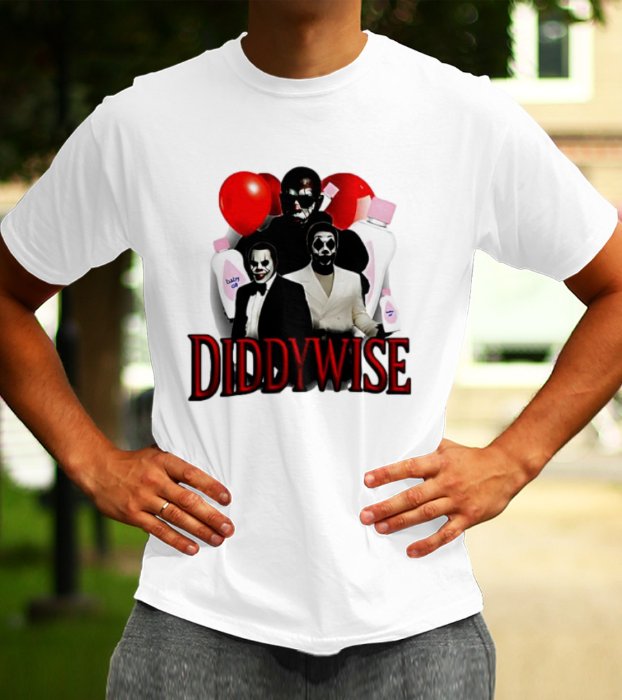 Diddywise Baby Oil Clown Red Balloons Creepy Clown Faces T-Shirt
