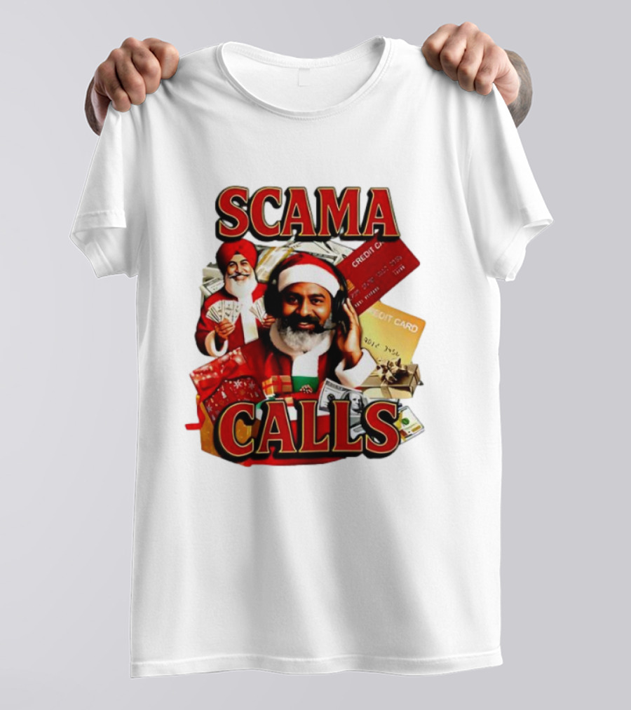 SCAMA CALLS Santa Comedy Credit Card Gifts Cash T-Shirt