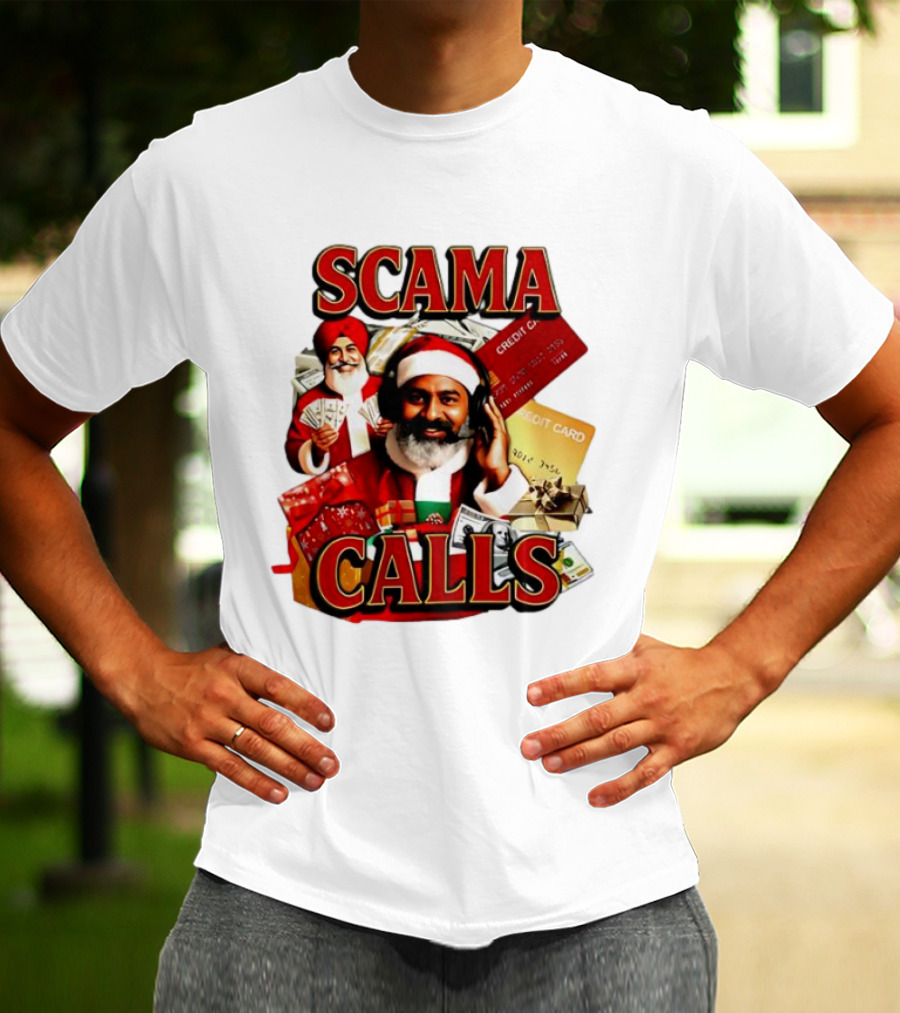 SCAMA CALLS Santa Comedy Credit Card Gifts Cash T-Shirt