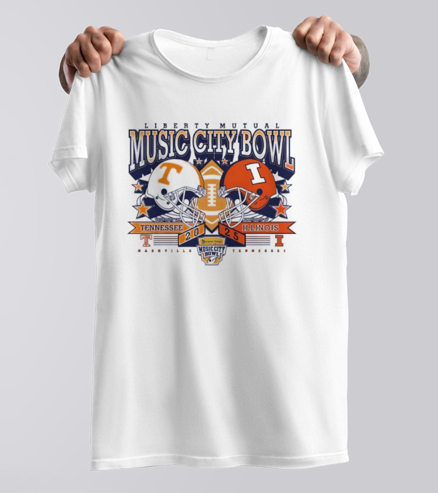 Liberty Mutual Music City Bowl Tennessee Vs Illinois December 2025 Nashville T-Shirt
