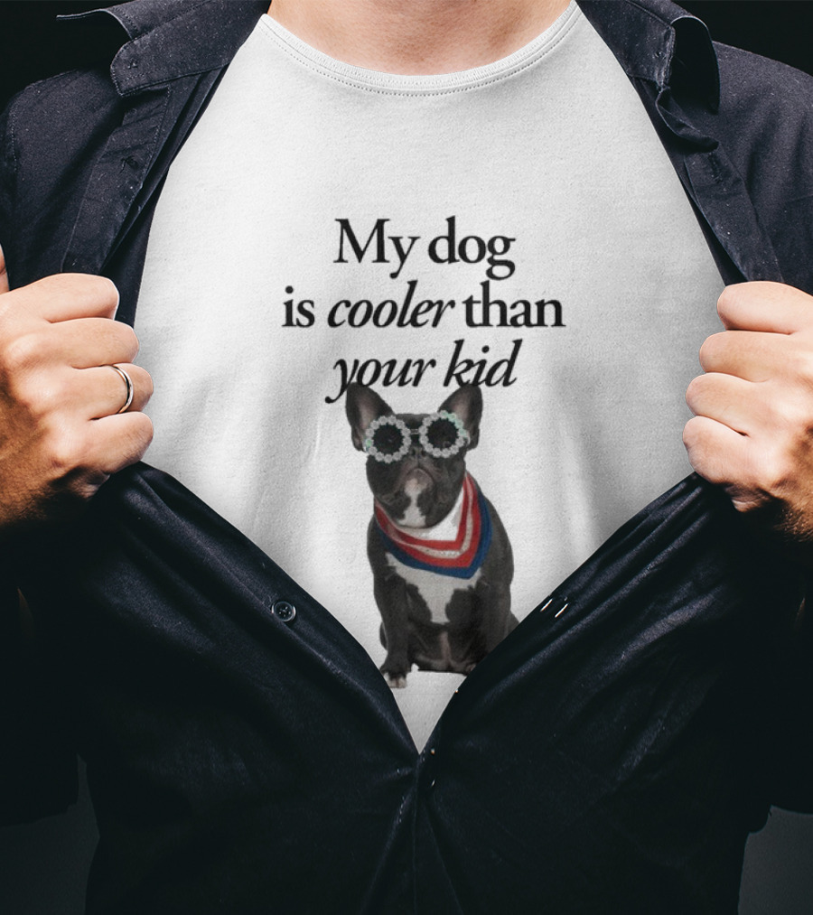 My Dog Is Cooler Than Your Kid Bulldog Bandana USA T-Shirt