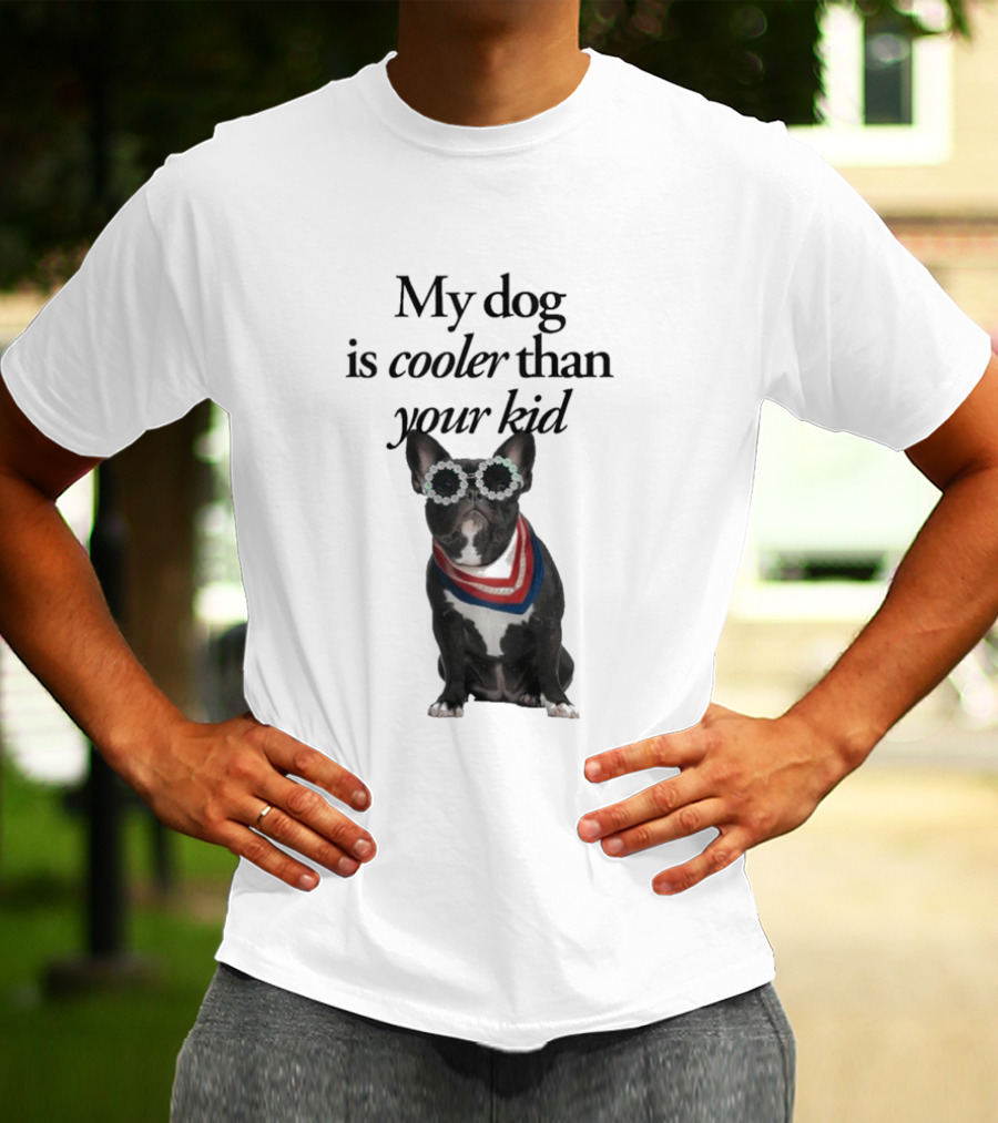 My Dog Is Cooler Than Your Kid Bulldog Bandana USA T-Shirt