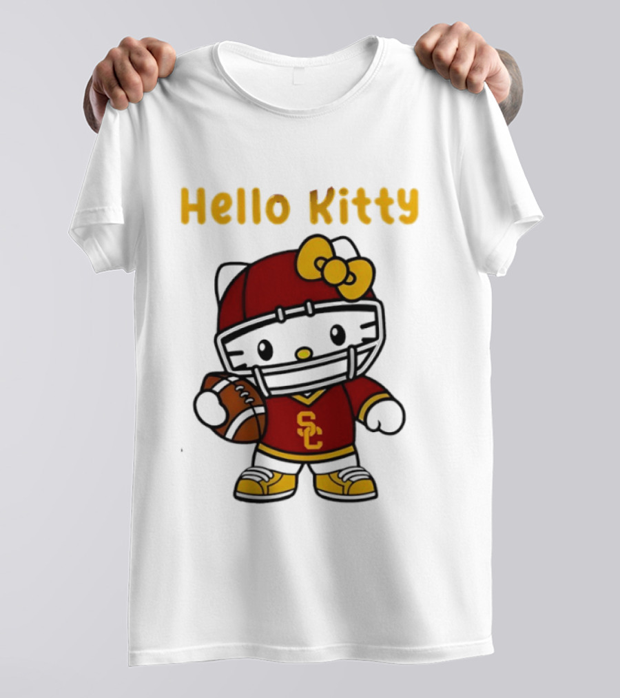USC Trojans X Hello Kitty Football Fan Collaboration T-Shirt