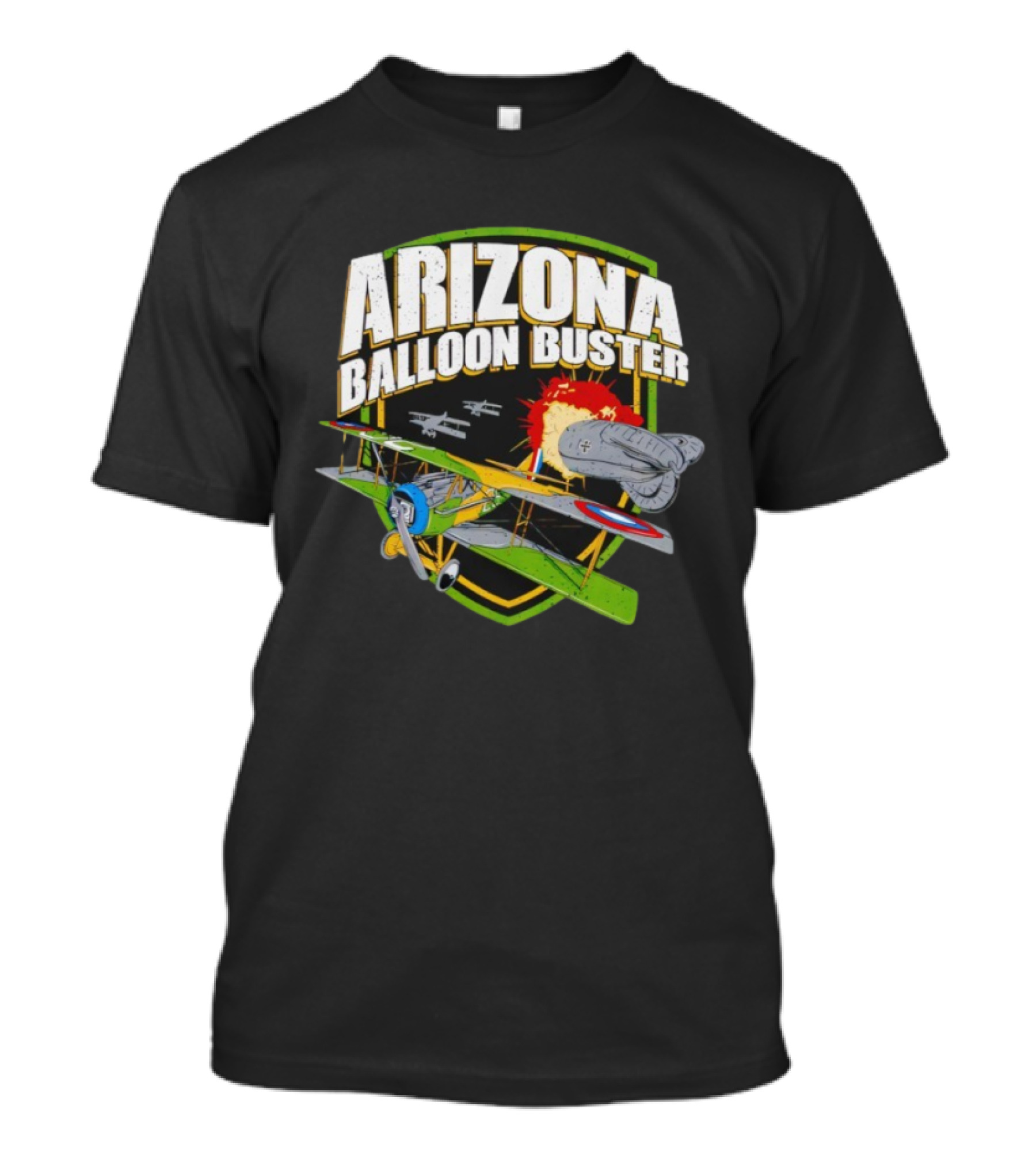 Arizona Balloon Buster Vintage Biplane Battle Explosion Scene T-Shirt