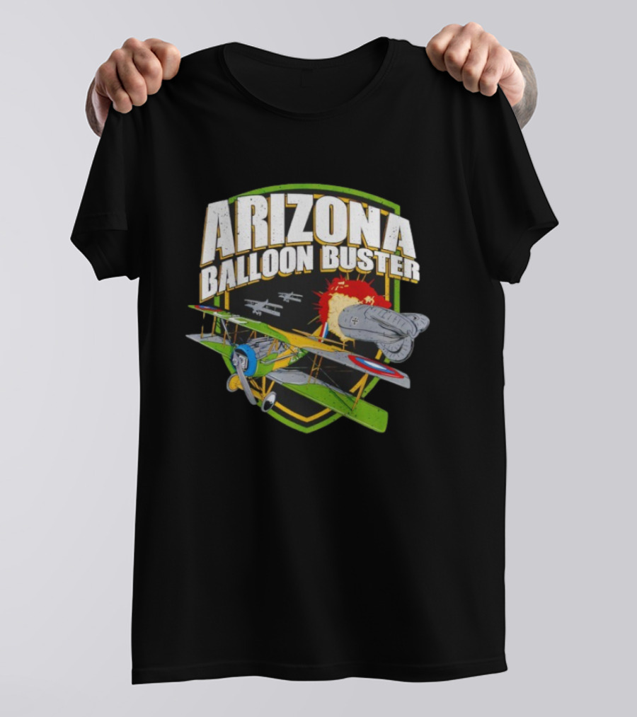 Arizona Balloon Buster Vintage Biplane Battle Explosion Scene T-Shirt
