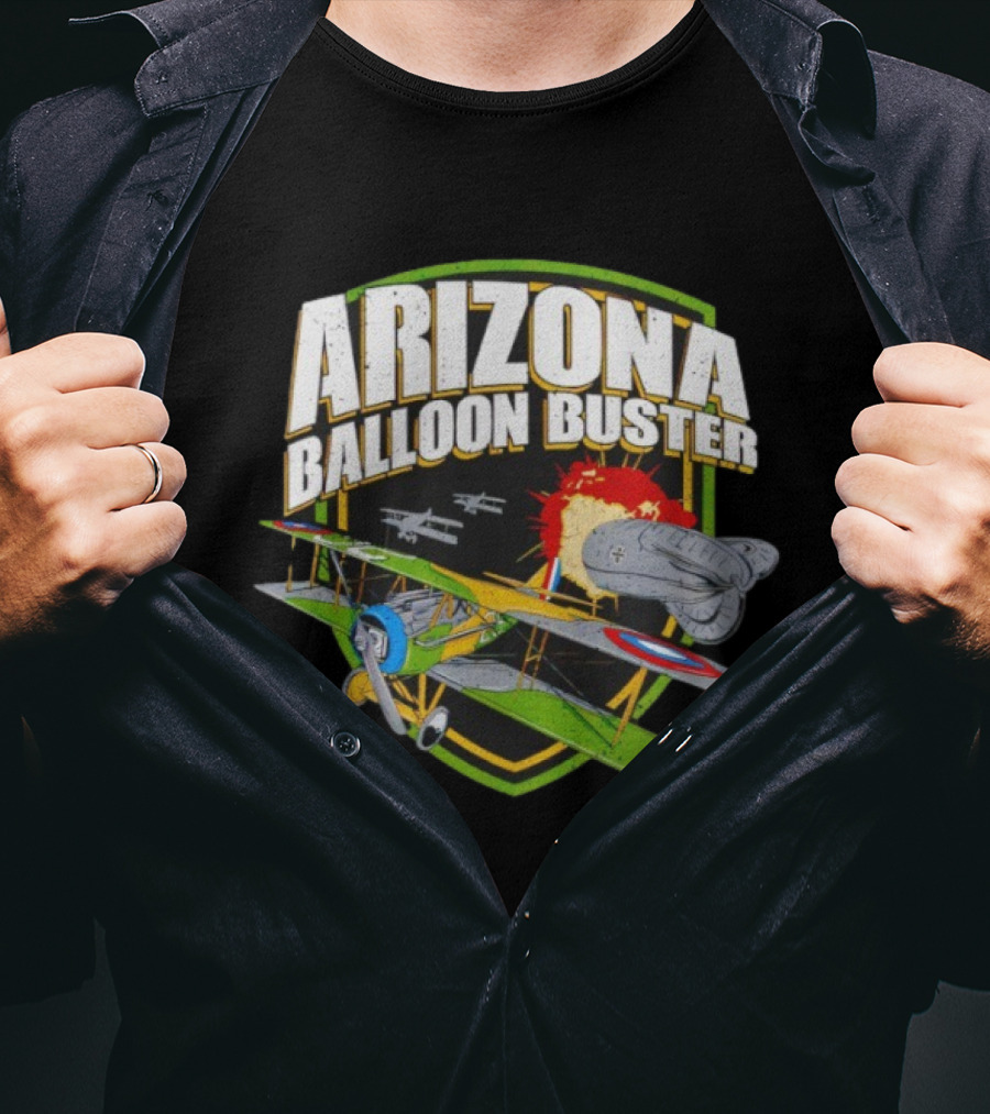 Arizona Balloon Buster Vintage Biplane Battle Explosion Scene T-Shirt