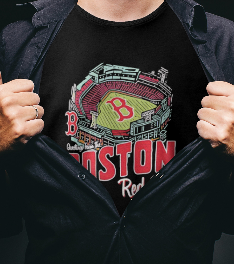 Boston Red Sox Fenway Park Stadium Graphic B Fan Merch Navy T-Shirt