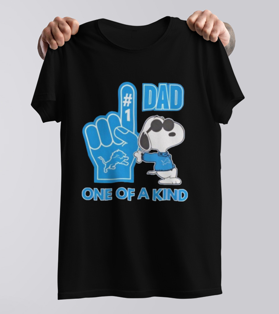 Detroit Lions Snoopy #1 Dad One Of A Kind T-Shirt