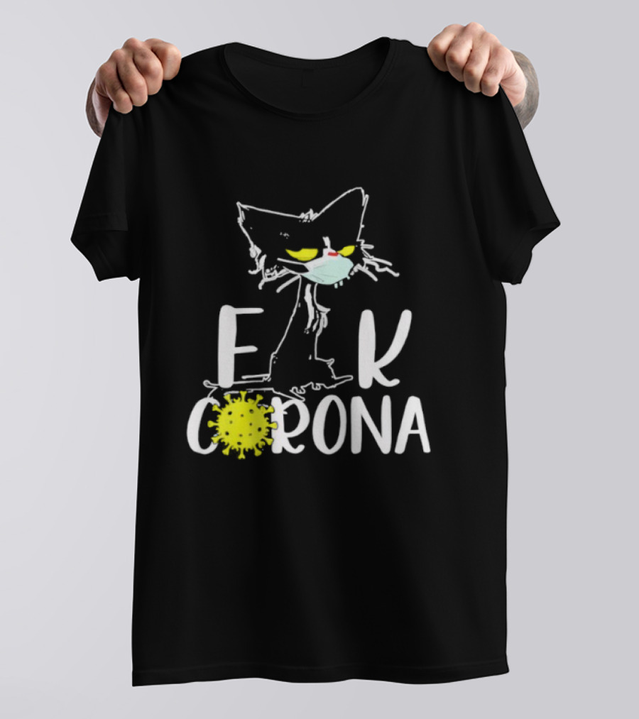 F Corona Black Cat Masked Pandemic Humor T-Shirt