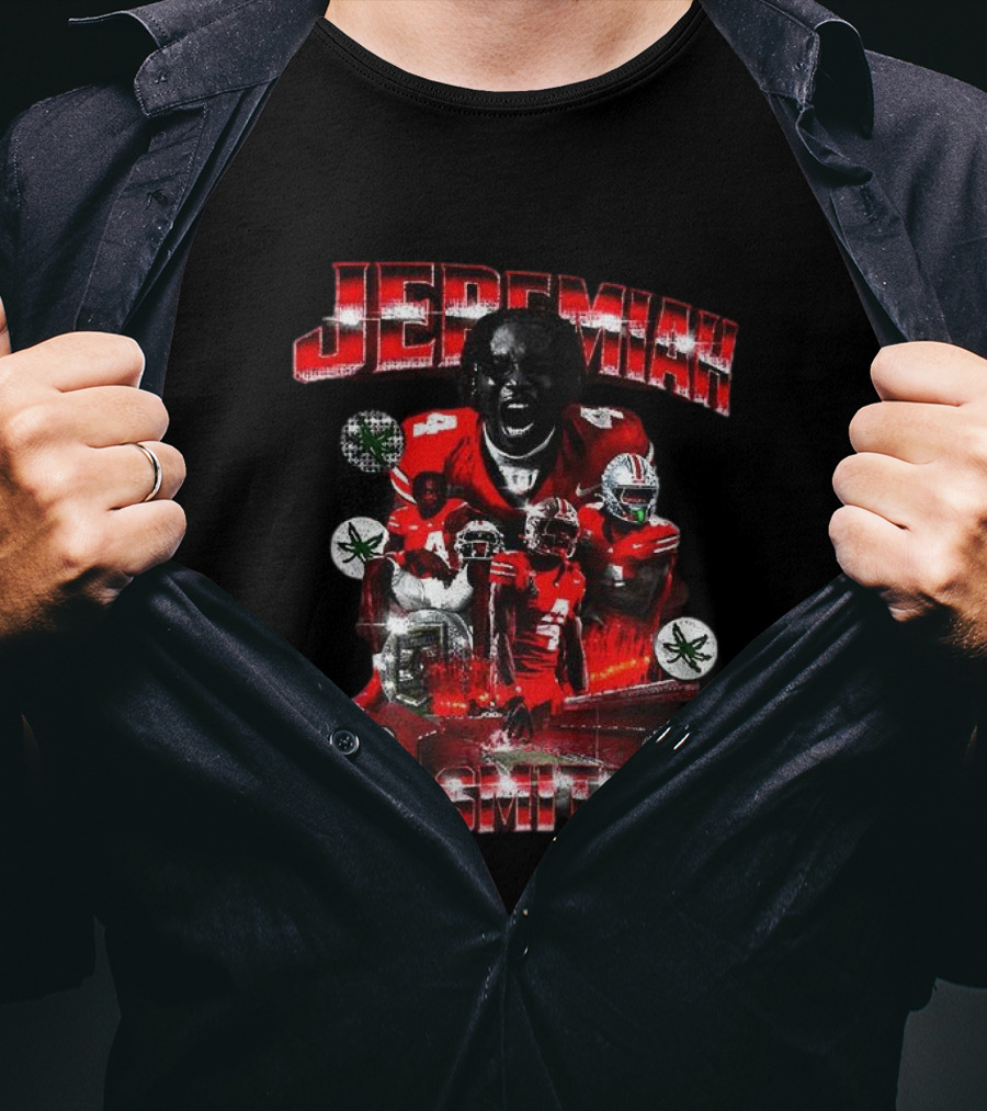 Jeremiah Smith Ohio State Buckeyes NFL Football Player Name Red Jersey Team Spirit T-Shirt