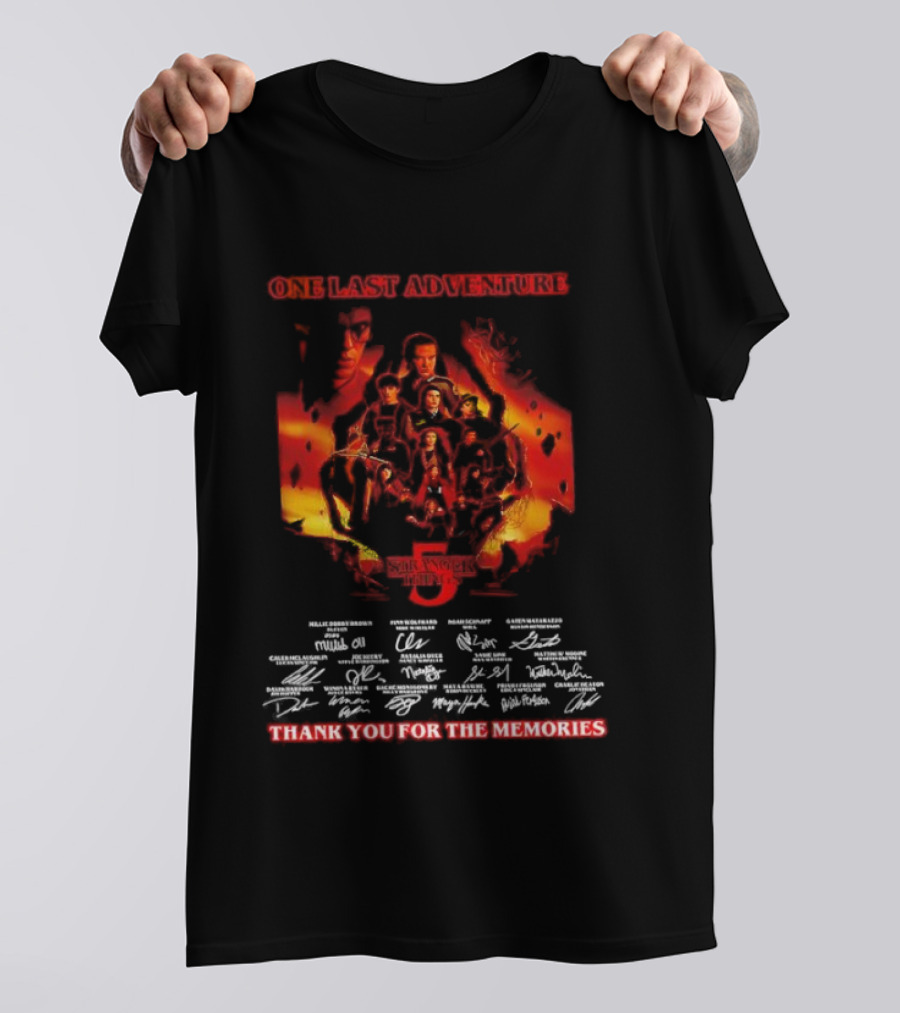 One Last Adventure Stranger Things 5 Thank You For The Memories Cast Signatures T-Shirt