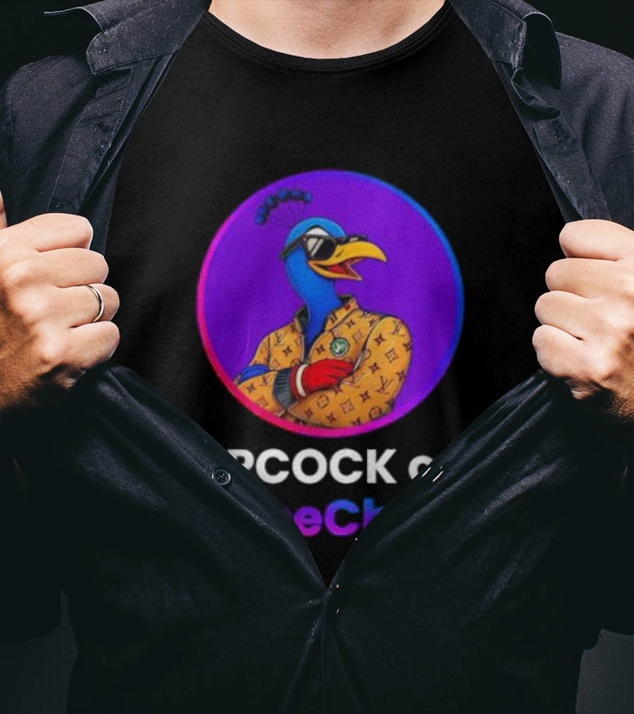 $PCOCK On PulseChain Peacock With Sunglasses And Patterned Outfit T-Shirt