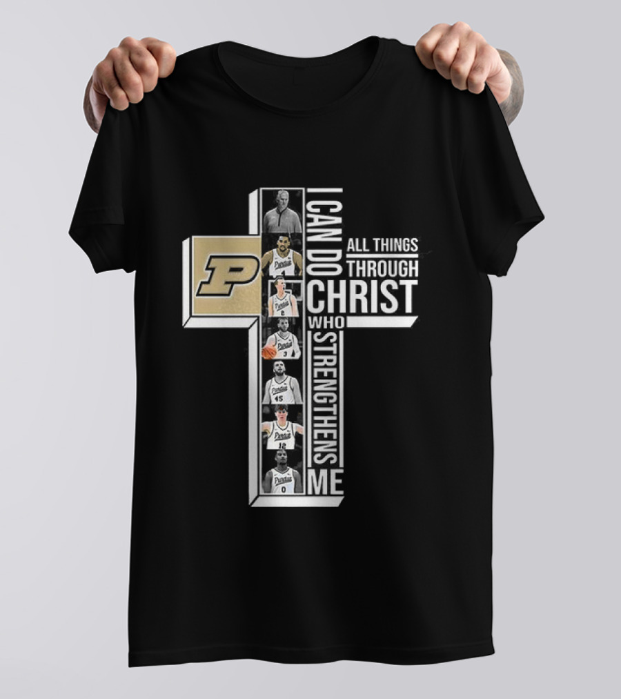 Purdue Boilermakers NCAA I Can Do All Things Through Christ Who Strengthens Me Cross T-Shirt