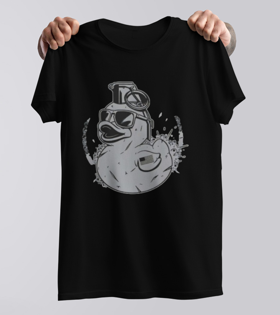 QuackBang Blackout Duck Grenade Monochrome Sunglasses T-Shirt