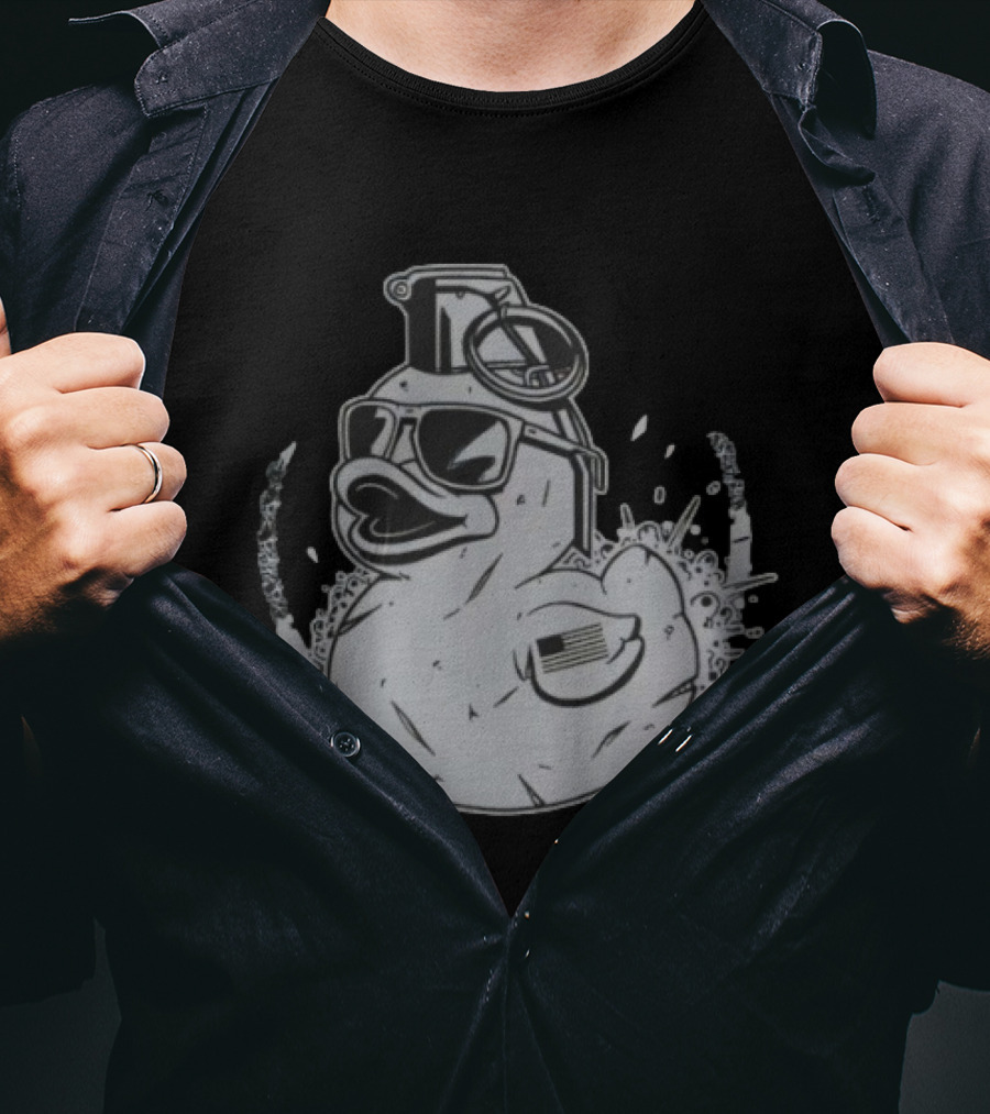 QuackBang Blackout Duck Grenade Monochrome Sunglasses T-Shirt