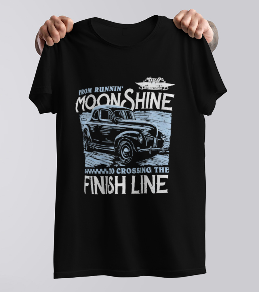 Moonshine Finish Line Old School Racing Nostalgia T-Shirt
