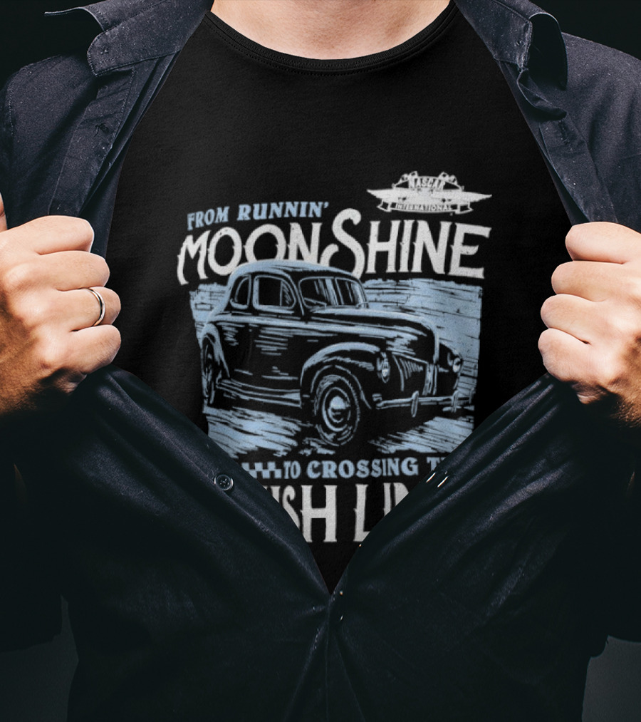 Moonshine Finish Line Old School Racing Nostalgia T-Shirt