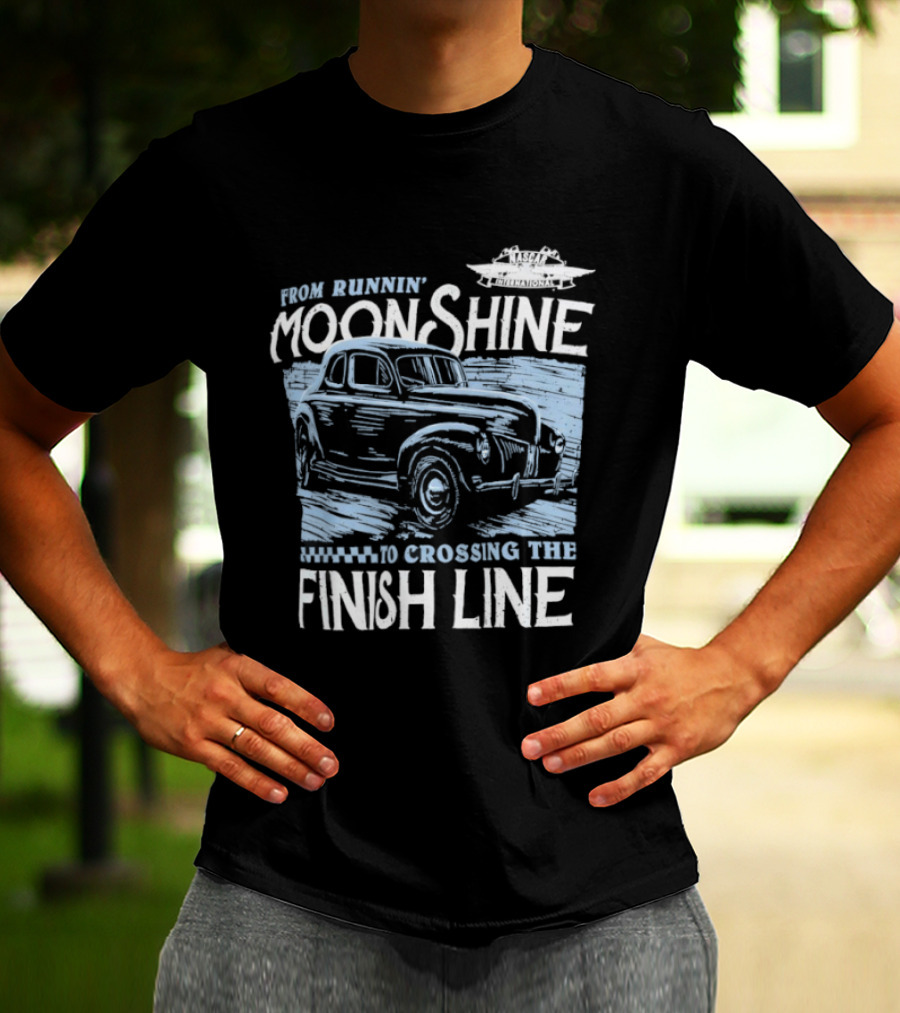 Moonshine Finish Line Old School Racing Nostalgia T-Shirt
