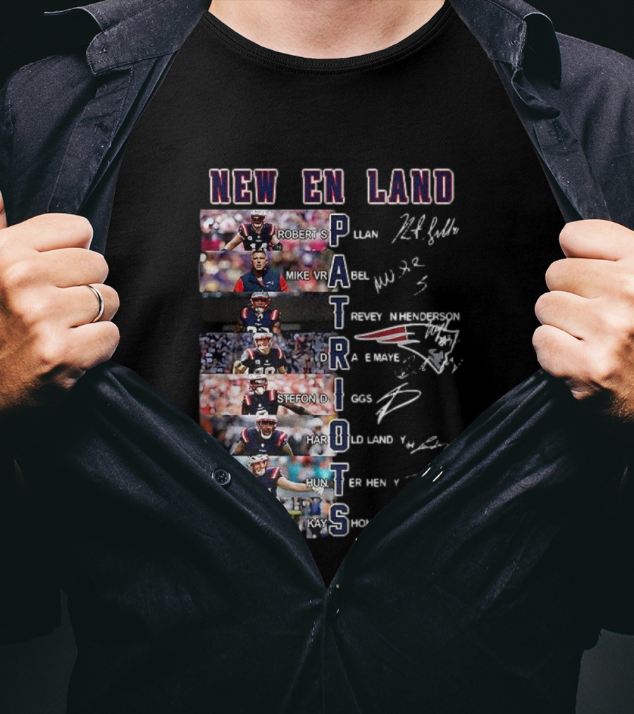 New England Patriots Players Robert S Mike Vrabel Stefon Diggs Signatures T-Shirt