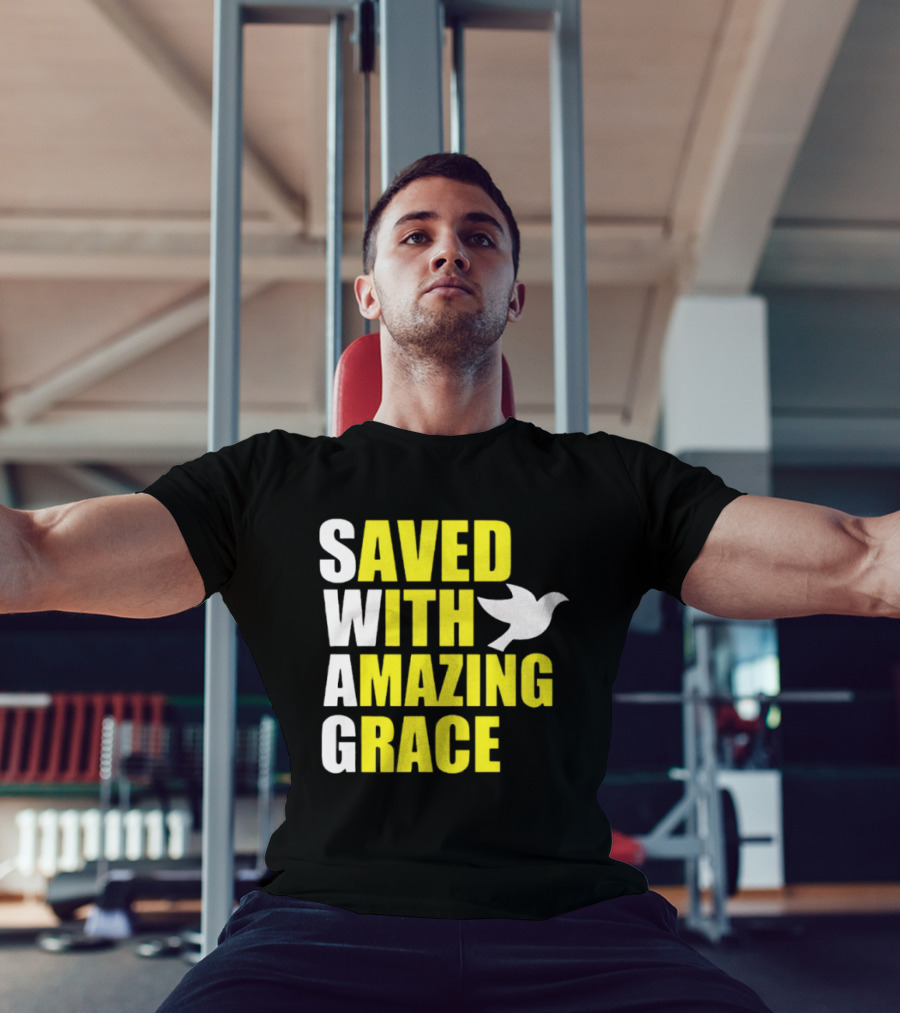 Saved With Amazing Grace Dove Symbol Spiritual T-Shirt