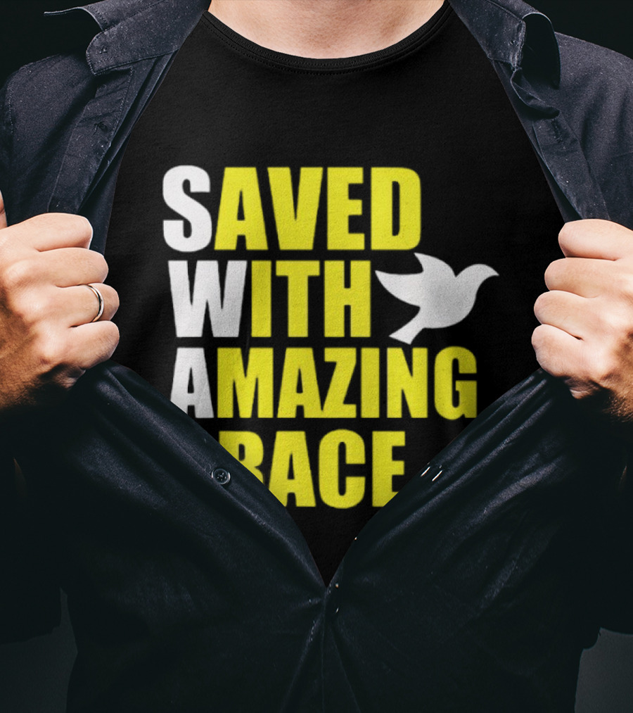 Saved With Amazing Grace Dove Symbol Spiritual T-Shirt