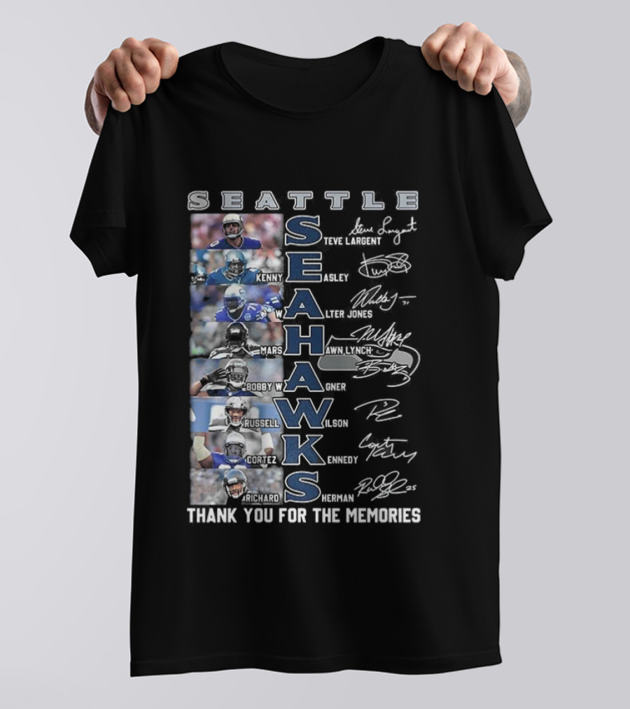 Seattle Seahawks Thank You For The Memories Player Signatures NFL Honor T-Shirt