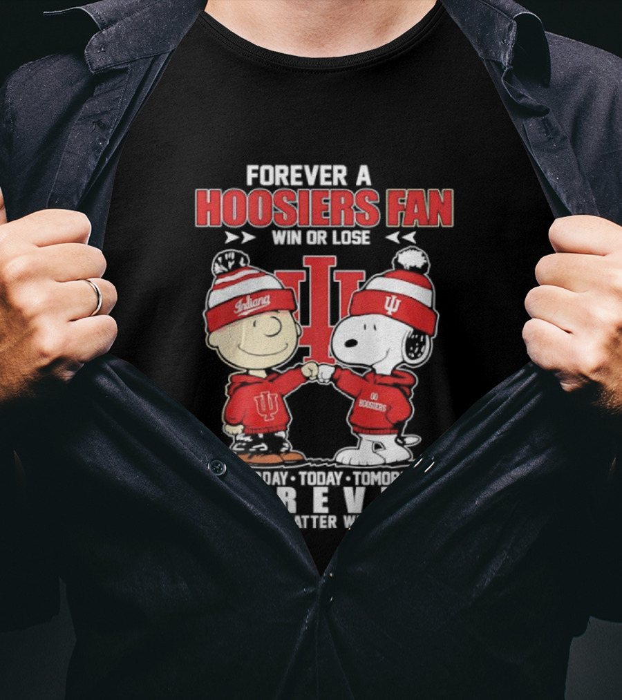 Snoopy Charlie Brown Indiana Hoosiers Fan Forever No Matter What T-Shirt
