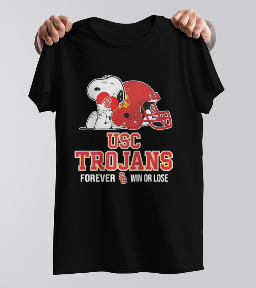 Snoopy Embraces USC Trojans Spirit Forever Win Or Lose T-Shirt