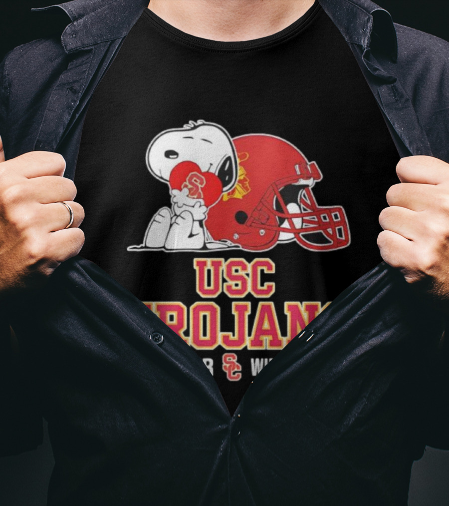 Snoopy Embraces USC Trojans Spirit Forever Win Or Lose T-Shirt